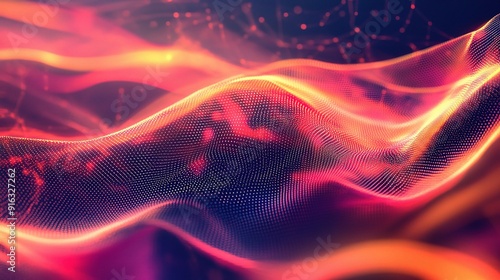 Wallpaper Mural Neon Dreamscape: Dive into a vibrant, abstract realm of flowing energy and interconnected particles, perfect for digital art, music visuals, and tech-inspired projects.  Torontodigital.ca