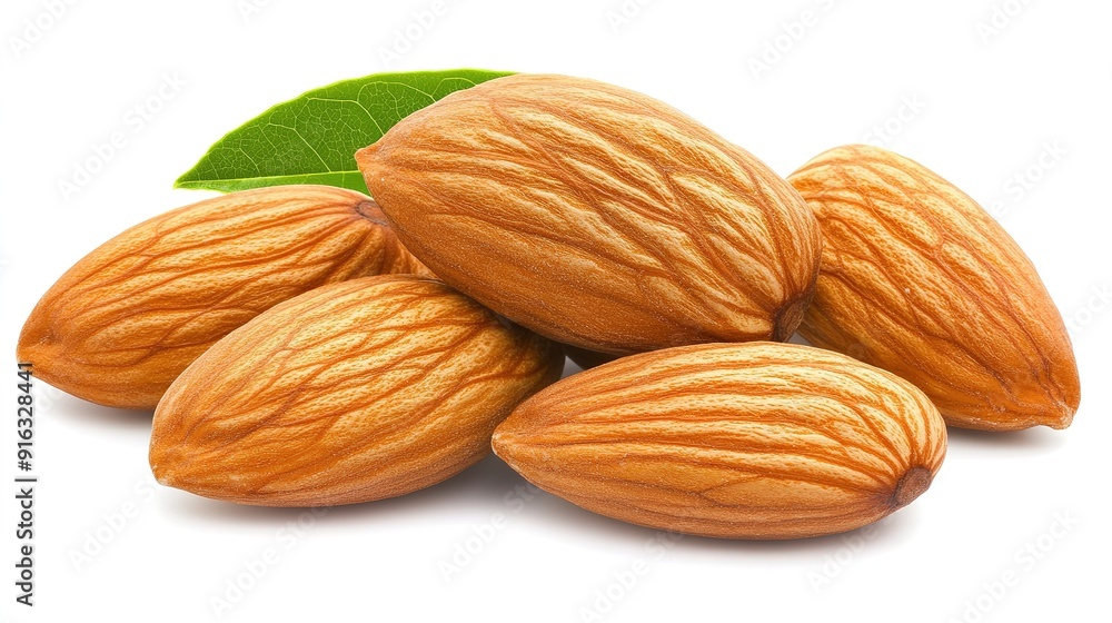 Close-Up of Almonds Spread on a Tabletop, Showcasing Natural Texture and Nutritious Quality Close-Up of Almonds Spread on a Tabletop, Showcasing Natural Texture and Nutritious Quality
