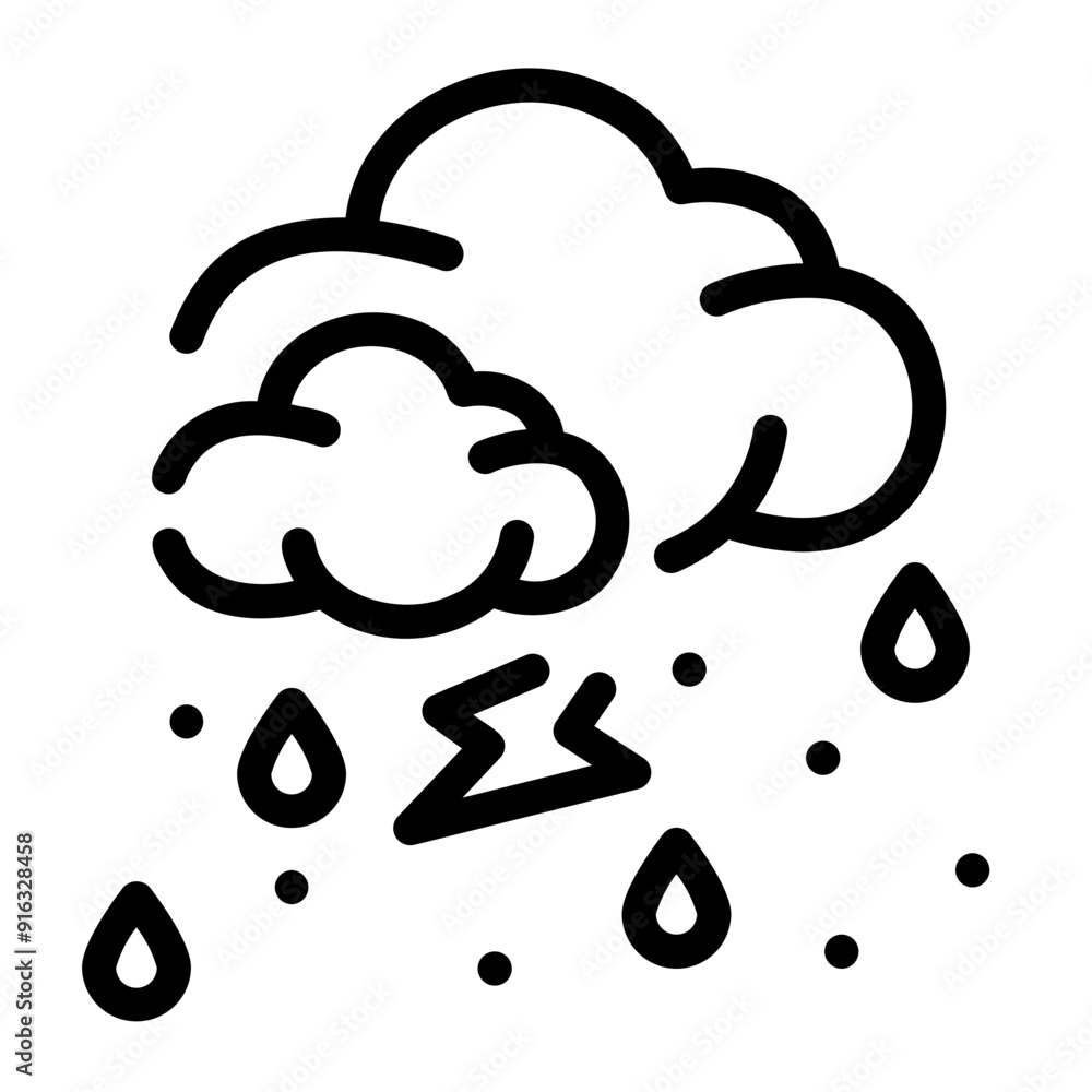 rainy Line Icon rainy Line Icon