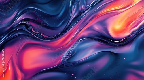 Abstract Swirls of Cosmic Hues: A mesmerizing blend of vibrant blue, pink, and orange hues swirl and dance in an abstract digital art piece, evoking a sense of movement and ethereal beauty. 