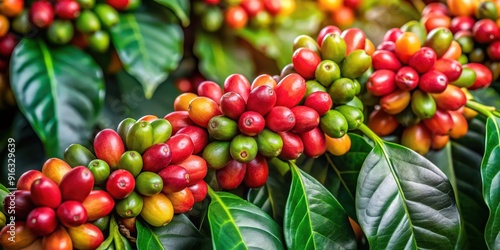 Wallpaper Mural Fresh Arabica Coffee beans ripening on alpha background, arabica, coffee beans, fresh, ripening, isolated, background Torontodigital.ca