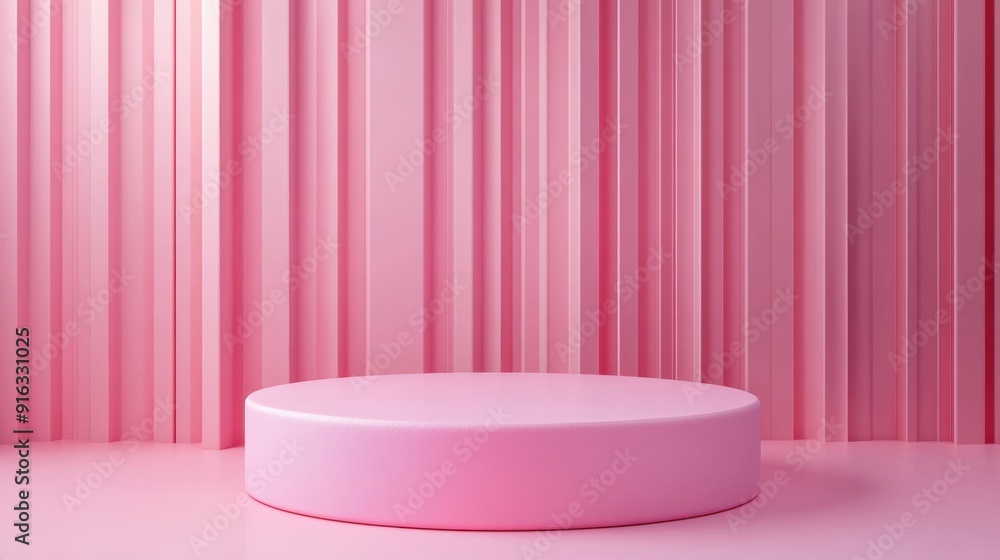 Sleek 3D Pink Podium in Contemporary Setting for Product Promotion Sleek 3D Pink Podium in Contemporary Setting for Product Promotion