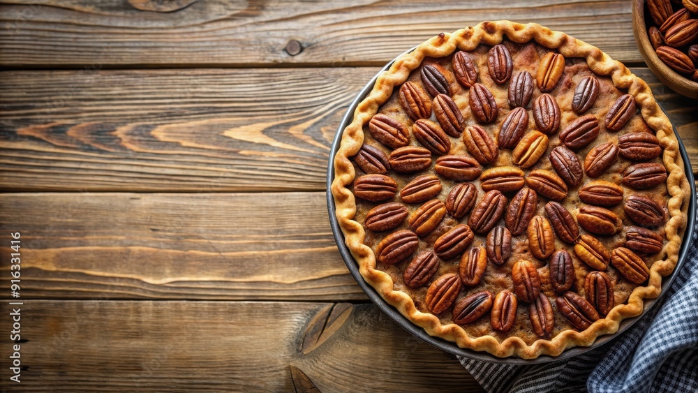 Delicious pecan pie on rustic wood table, pecan pie, dessert, sweet, delicious, homemade, pastry, Thanksgiving, holiday Delicious pecan pie on rustic wood table, pecan pie, dessert, sweet, delicious, homemade, pastry, Thanksgiving, holiday