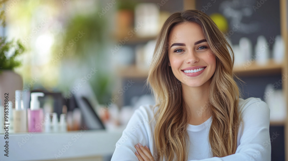Happy Young Cosmetologist Smiling at Camera in Beauty Spa Salon Happy Young Cosmetologist Smiling at Camera in Beauty Spa Salon