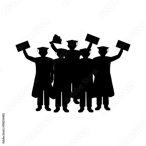 silhouette of person graduating from school, illustration vector 