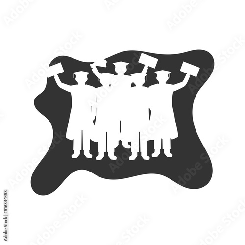 silhouette of person graduating from school, illustration vector 