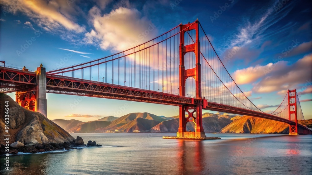 Fototapeta premium Iconic red suspension bridge in San Francisco, Golden Gate Bridge, San Francisco, landmark