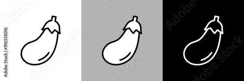 シンプルな線画のナスのベクターアイコン