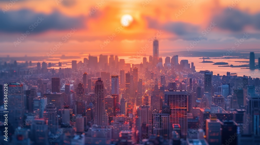 Fototapeta premium New York City Skyline at Sunset.