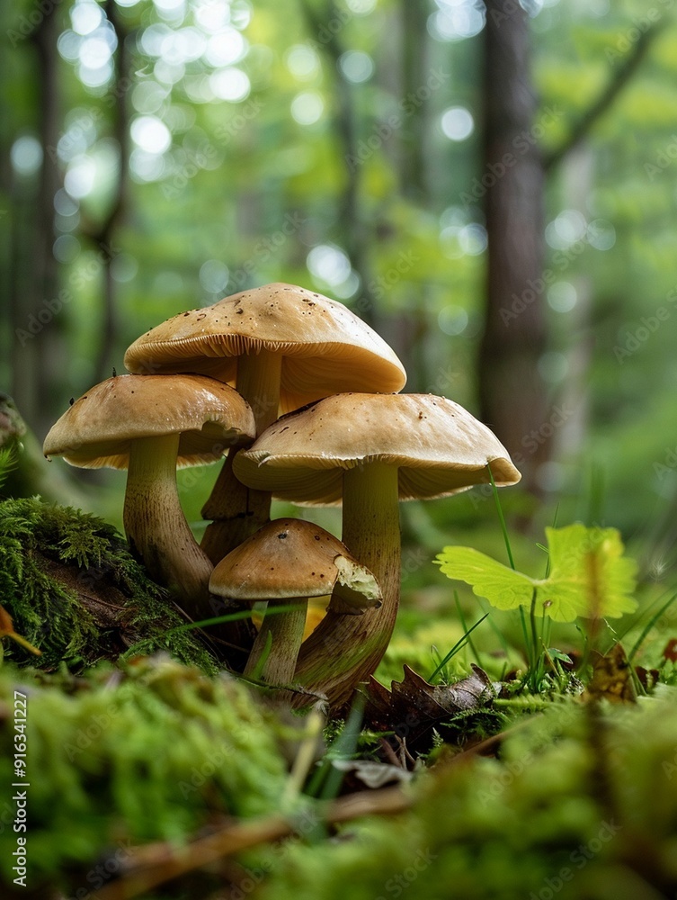 Enchanting Forest Mushrooms: Nature's Fungi in Lush Greenery Enchanting Forest Mushrooms: Nature's Fungi in Lush Greenery