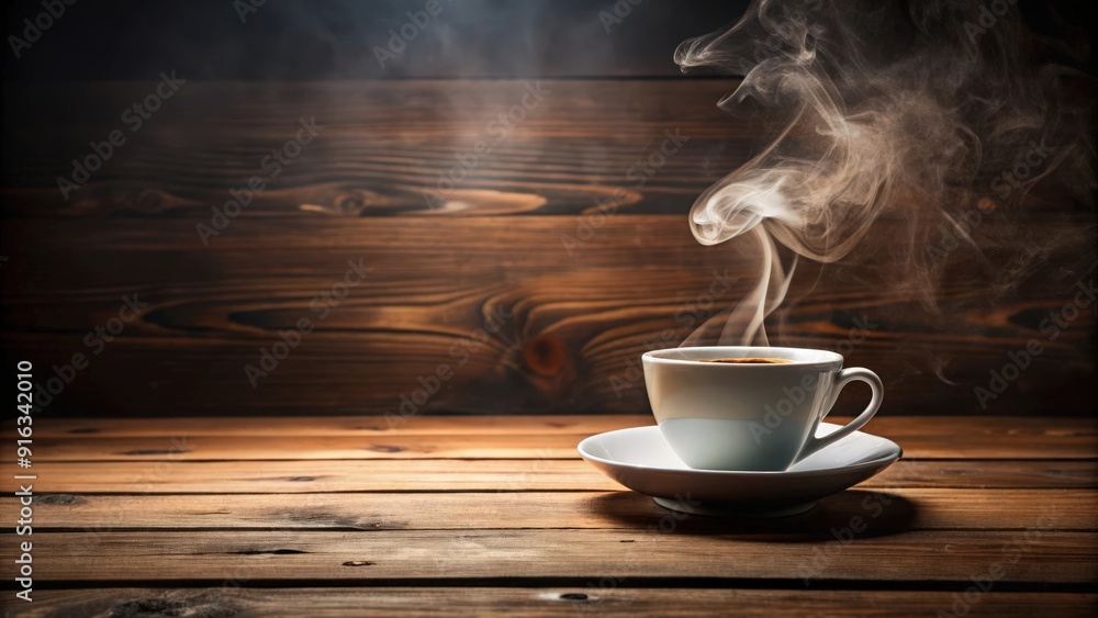 Coffee cup on wooden table with steam coming out, coffee, cup, drink, espresso, beverage, caffeine, morning, refreshment, aroma Coffee cup on wooden table with steam coming out, coffee, cup, drink, espresso, beverage, caffeine, morning, refreshment, aroma