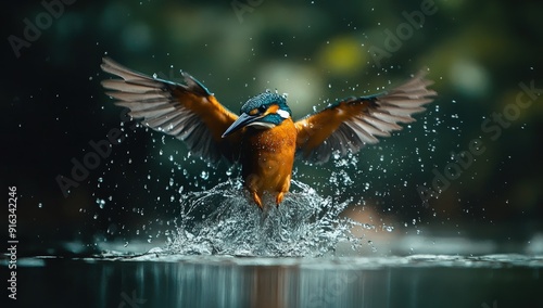 Kingfisher Splashing into Water