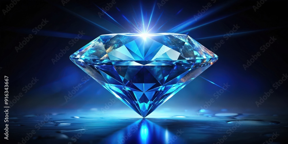 A stunning blue diamond shining bright against a dark background, sapphire, gemstone, precious, luxurious, expensive A stunning blue diamond shining bright against a dark background, sapphire, gemstone, precious, luxurious, expensive