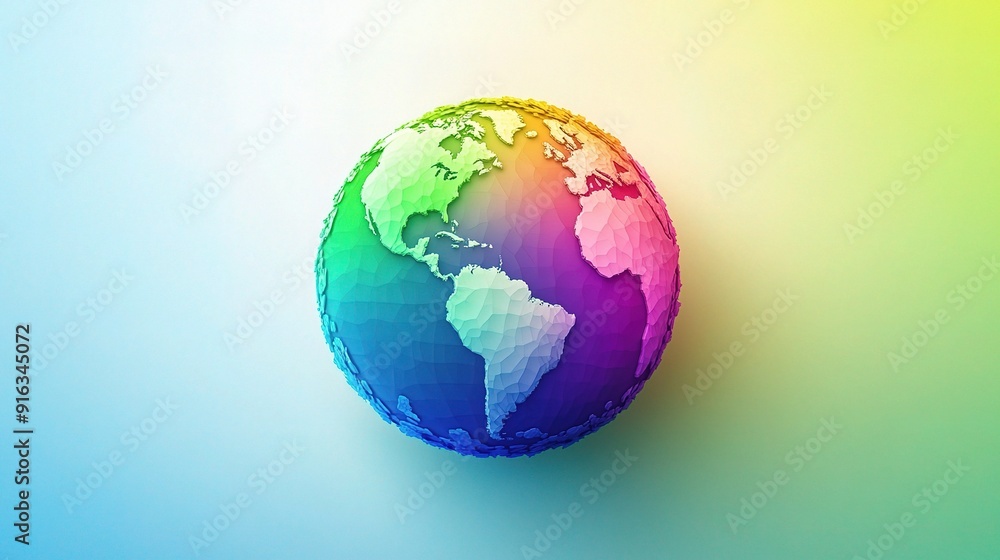 Chromatic Earth: A vibrant, low-poly Earth rendered in a spectrum of colors, symbolizing global diversity and interconnectedness. Chromatic Earth: A vibrant, low-poly Earth rendered in a spectrum of colors, symbolizing global diversity and interconnectedness.