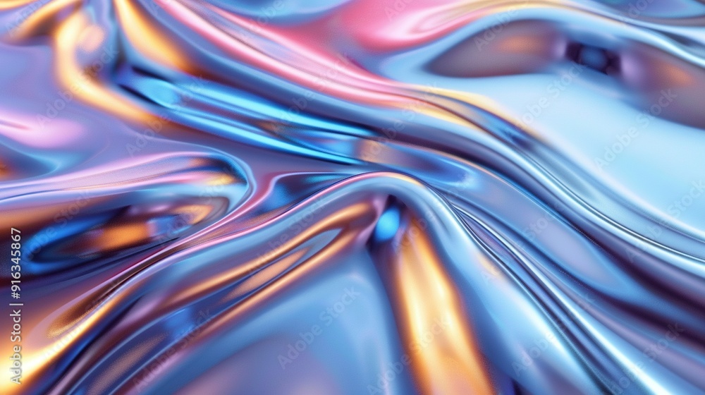 Abstract iridescent fabric with flowing folds Abstract iridescent fabric with flowing folds