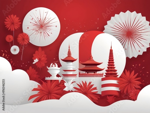 Red and white background for indonesisn independens day photo