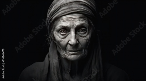 Black and white photograph of a seasoned female doctor,