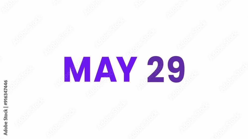 29th May calendar icon animation. Alpha matte with transparent background 4K resolution. 29th May calendar icon animation. Alpha matte with transparent background 4K resolution.