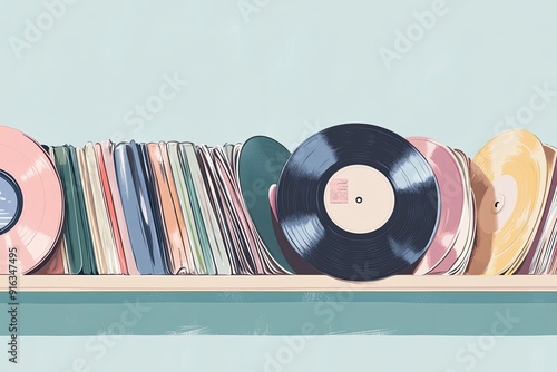 Selection of vinyl records on display 