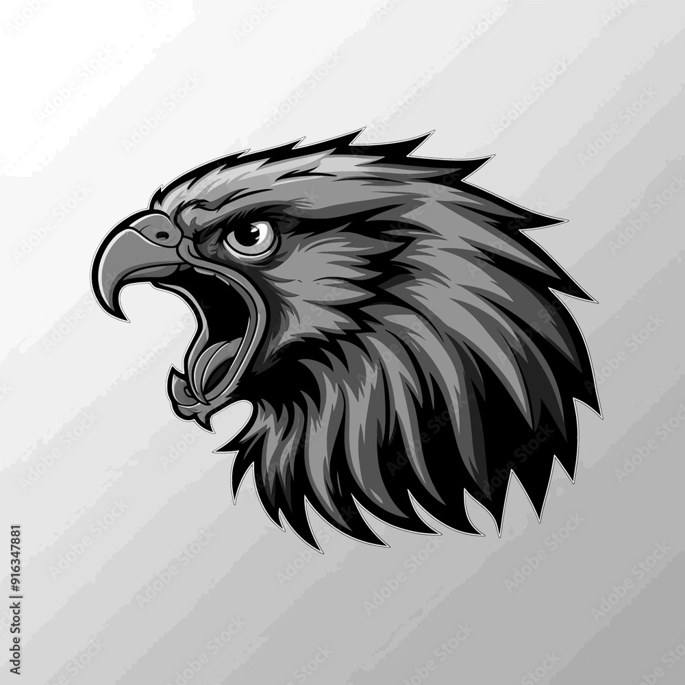 eagle head design black and white icon illustration eagle head design black and white icon illustration