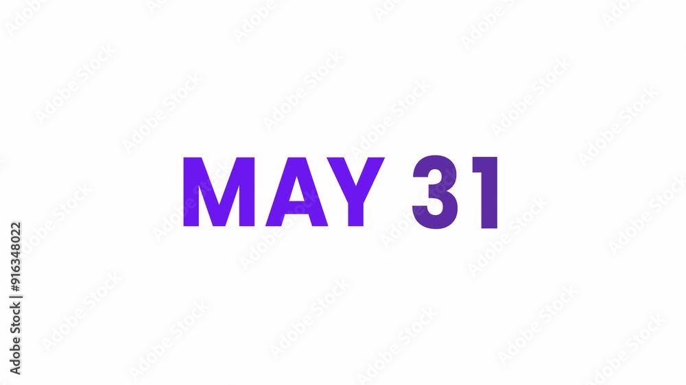 31st May calendar icon animation. Alpha matte with transparent background 4K resolution. 31st May calendar icon animation. Alpha matte with transparent background 4K resolution.