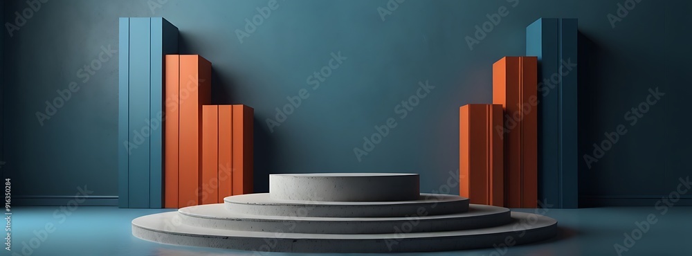 Obraz premium Realistic pastel mock-up for products promotion. Abstract modern minimal background with empty podium