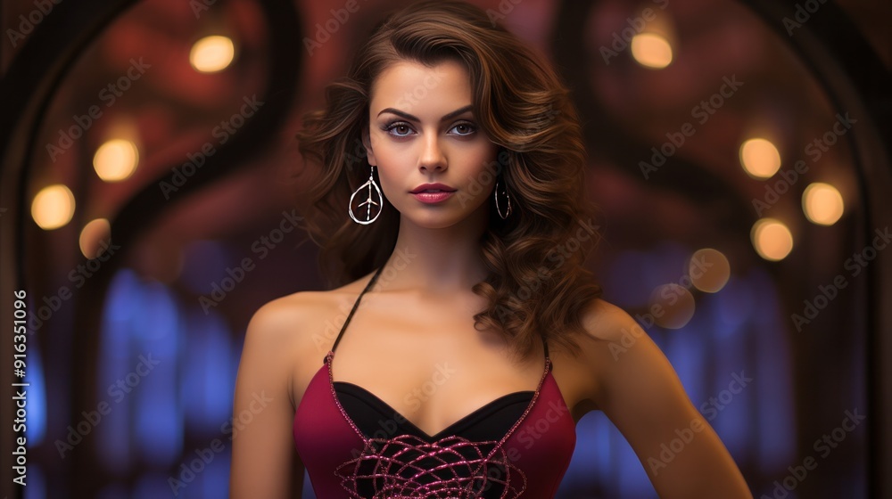 photograph of a stunning woman with an hourglass figure