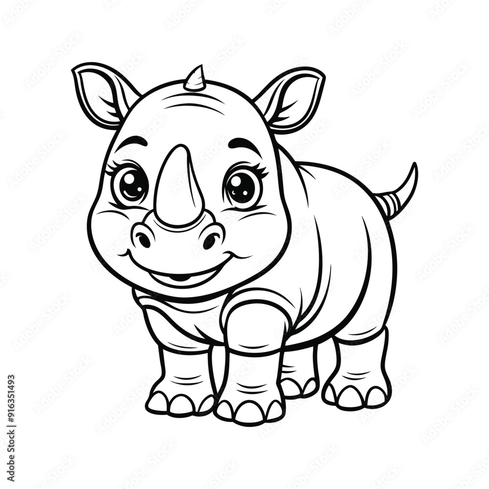 Fototapeta premium rhino doodle art hand drawn vector illustration