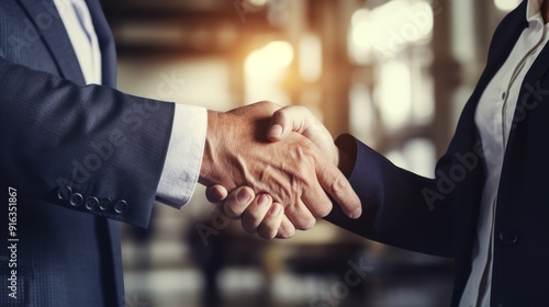 Photograph of a male engineer shaking hands with a colleague