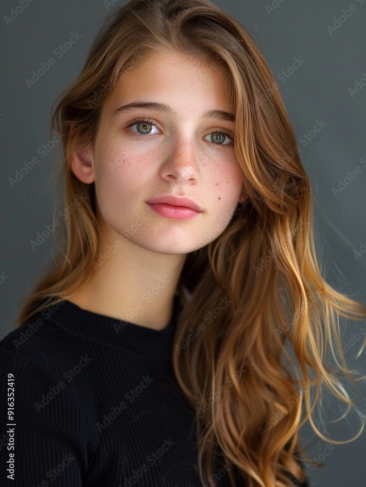 Natural Beauty Portrait of a Young Woman with Long Hair and Expressive Eyes Natural Beauty Portrait of a Young Woman with Long Hair and Expressive Eyes