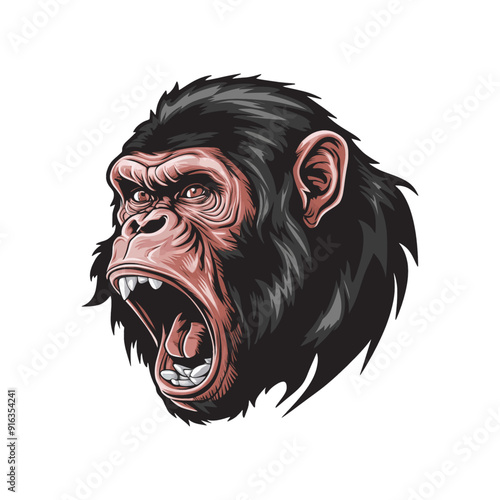 gorilla roar design close up illustration logo photo