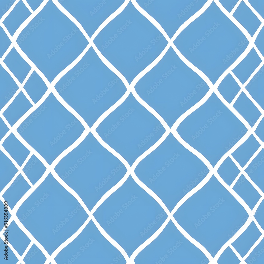 Fototapeta premium Abstract blue pattern with white intertwining lines.
