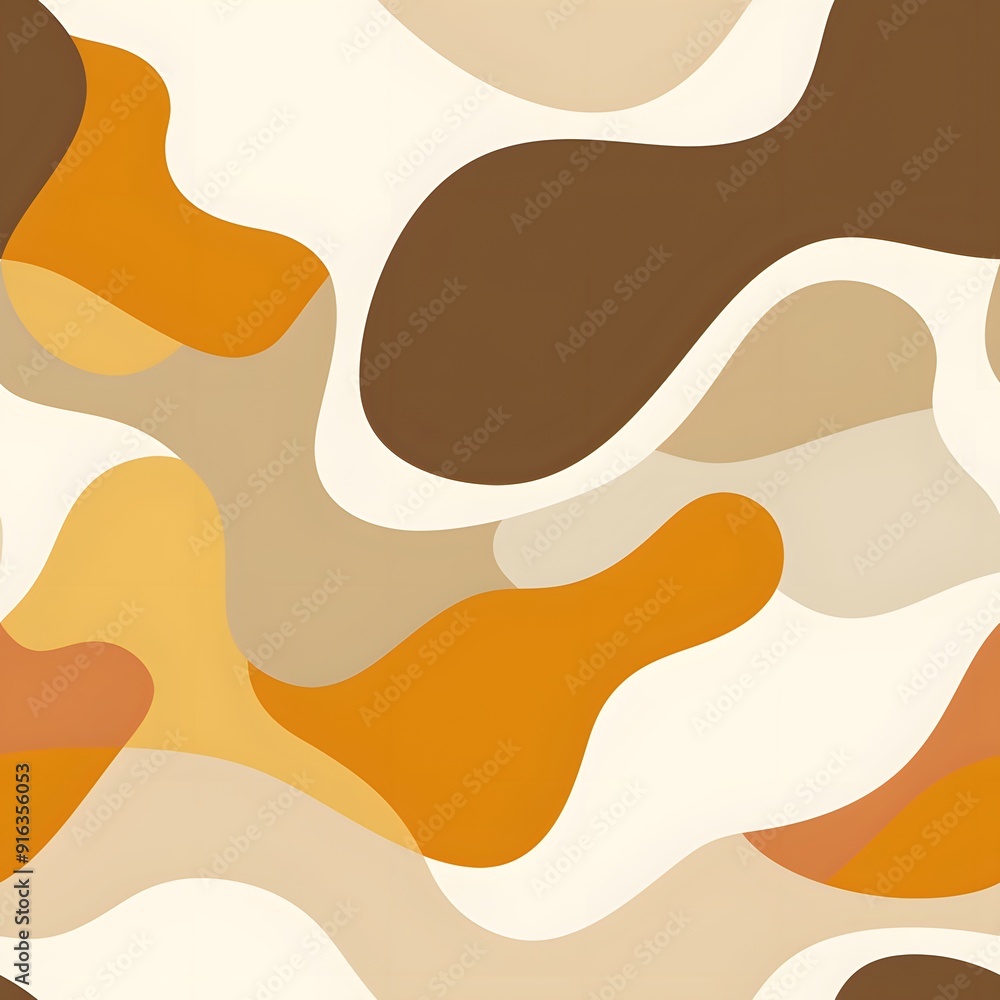 Abstract organic shapes in warm tones of brown, orange, and cream. Abstract organic shapes in warm tones of brown, orange, and cream.