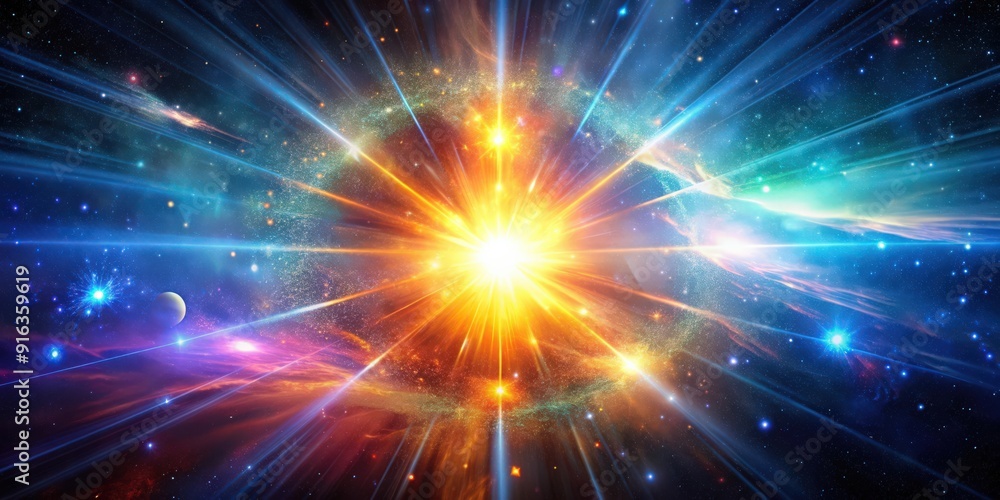 Explosion of vibrant light illuminating the darkness of outer space, light, explosion, vibrant, outer space, cosmic, energy Explosion of vibrant light illuminating the darkness of outer space, light, explosion, vibrant, outer space, cosmic, energy