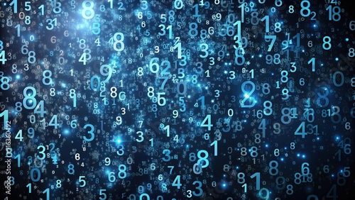 An abstract mathematical pattern with random scattered decimal numbers on a dark background , abstract, mathematical