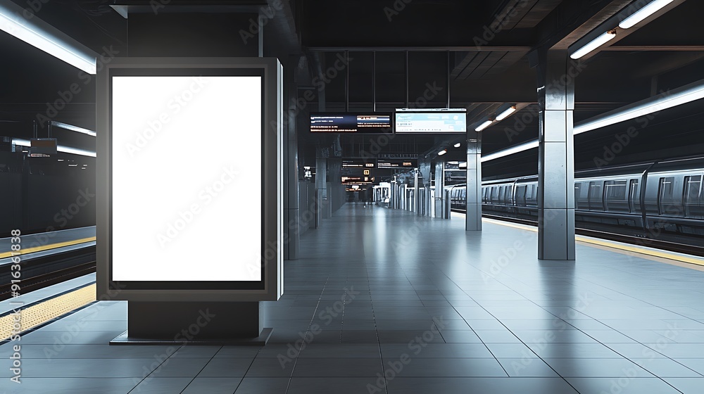 Blank Advertisement in a Subway Station Blank Advertisement in a Subway Station