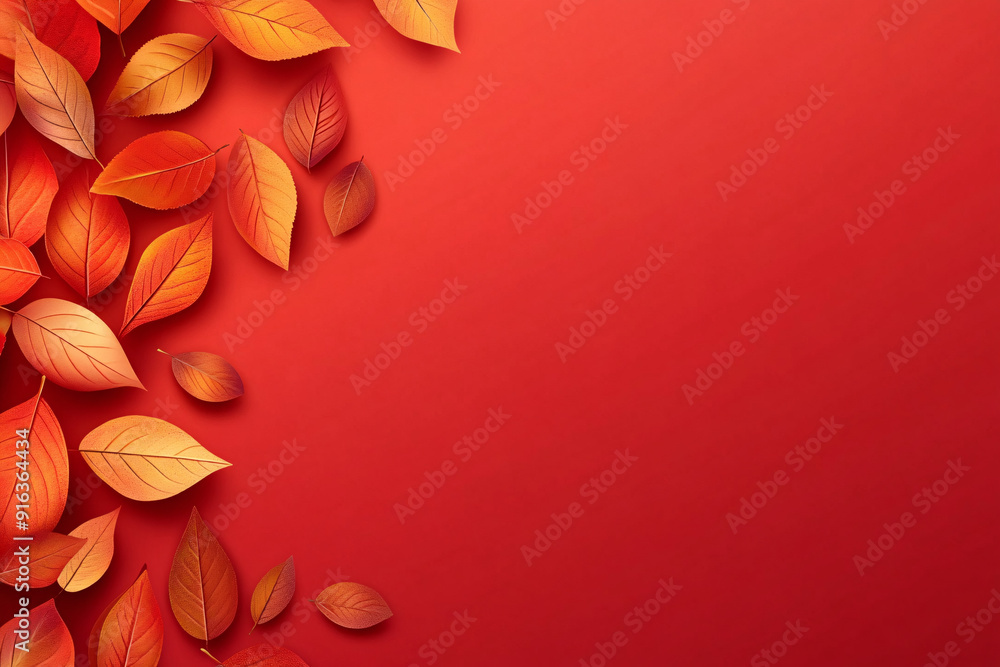 Autumn leaves on red background design with copy space illustration, perfect for seasonal decorations, greeting cards, and art projects. Autumn leaves on red background design with copy space illustration, perfect for seasonal decorations, greeting cards, and art projects.