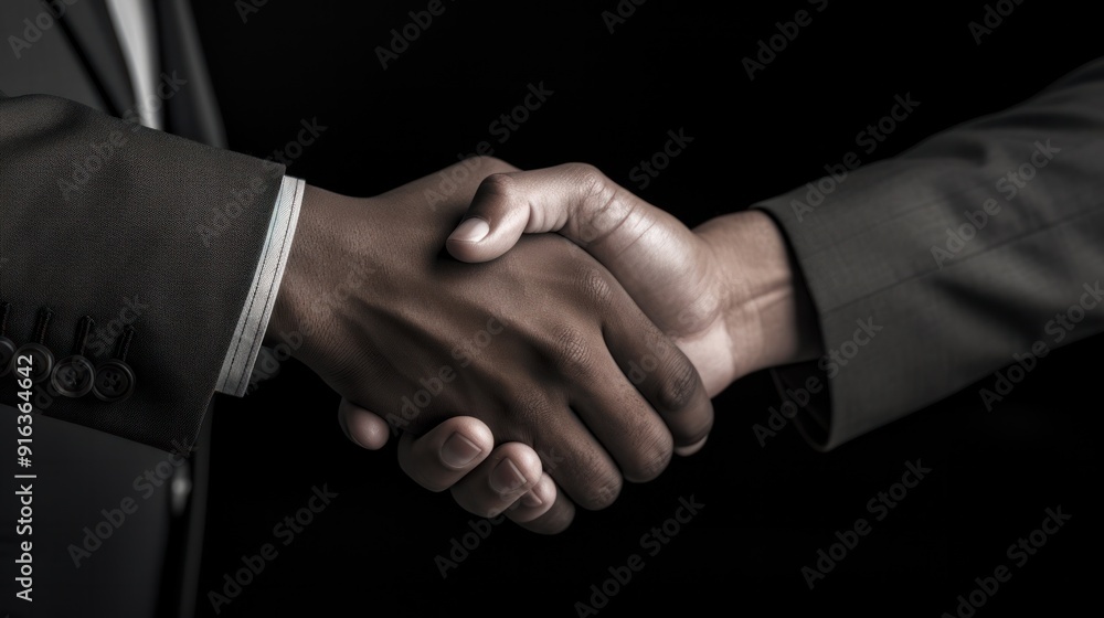 photograph of a black and white photo of a business handshake between photograph of a black and white photo of a business handshake between
