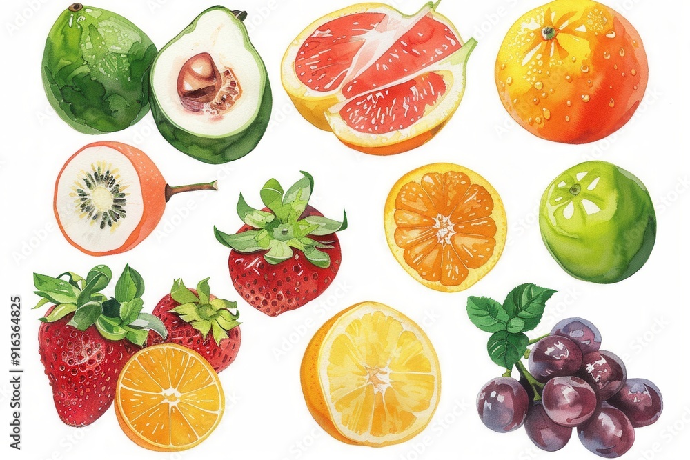 Vibrant Harvest. Fresh fruits and vegetables high detailed drawing Vibrant Harvest. Fresh fruits and vegetables high detailed drawing