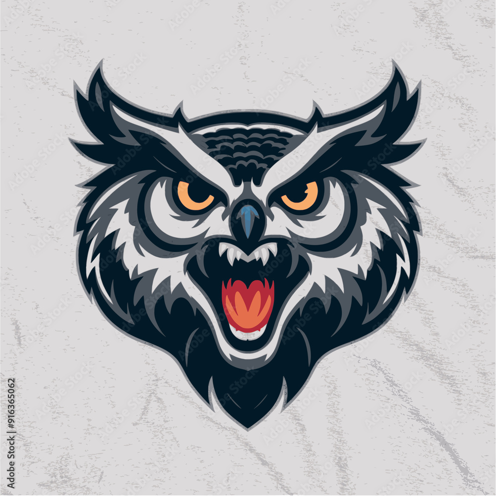 Fototapeta premium owl head illustration design logo on fabric background