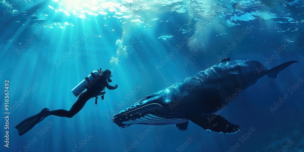 Diver Encounters a Majestic Humpback Whale Diver Encounters a Majestic Humpback Whale