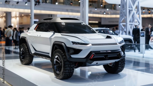 White Concept Car at Auto Show