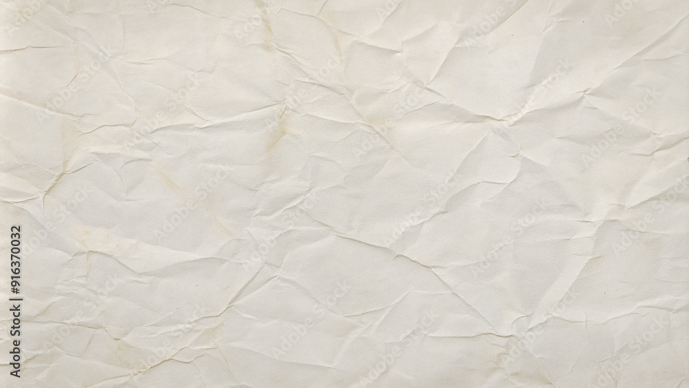 Obraz premium Design a textured background featuring a white paper surface that has been crumpled and glued in places. The wrinkles should be prominent, with slight discoloration around the glued areas to highlight