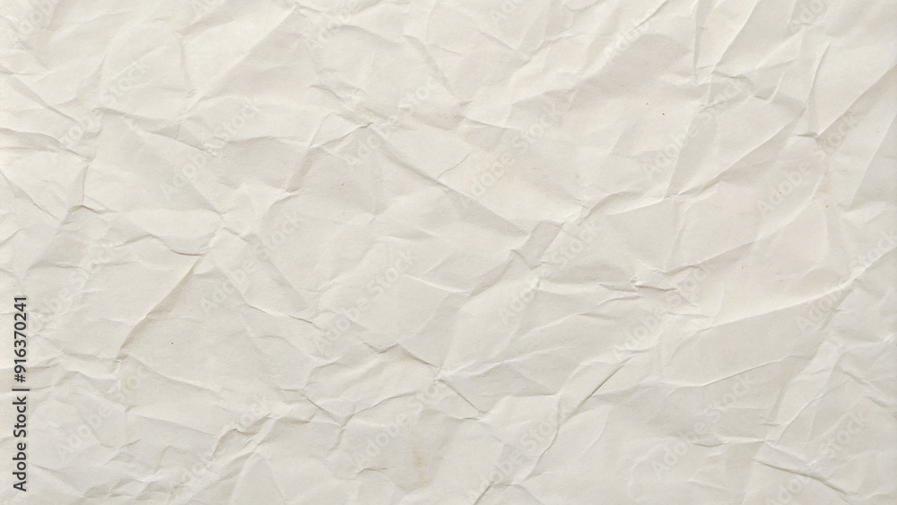 Design a textured background featuring a white paper surface that has been crumpled and glued in places. The wrinkles should be prominent, with slight discoloration around the glued areas to highlight Design a textured background featuring a white paper surface that has been crumpled and glued in places. The wrinkles should be prominent, with slight discoloration around the glued areas to highlight
