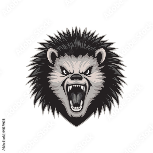 Porcupine illustration logo icon design on white background photo