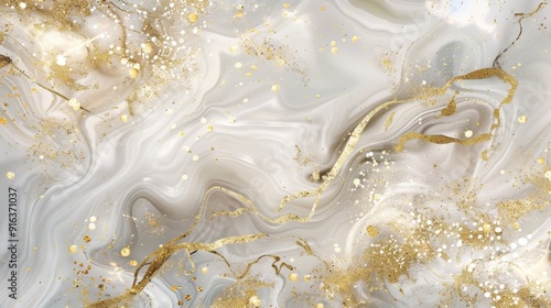 Swirling patterns of gold and gray create an elegant and modern abstract design