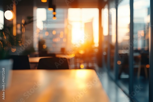 Wallpaper Mural Beautiful blurred background of a light modern office interior with panoramic windows and beautiful lighting with generative ai Torontodigital.ca