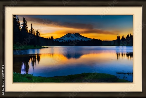 Tipsoo lake sunset Generative AI