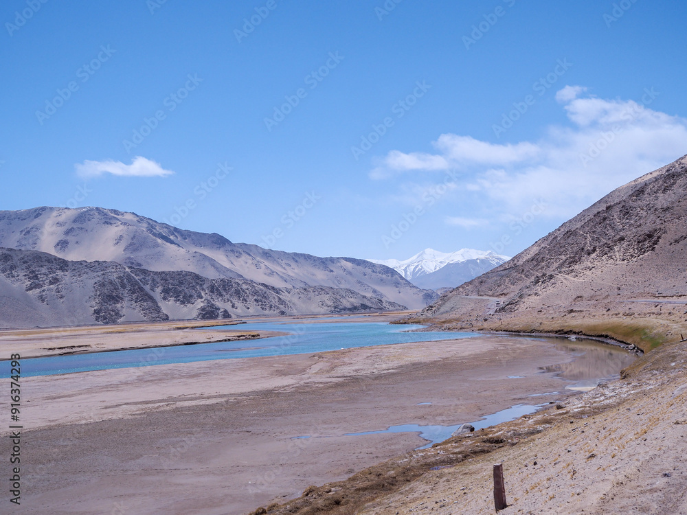 lake in the Himalayas mountains in the winter lake in the Himalayas mountains in the winter