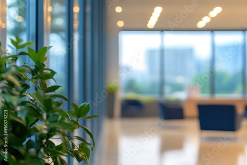 Blur background of modern office for the corporate business team with generative ai